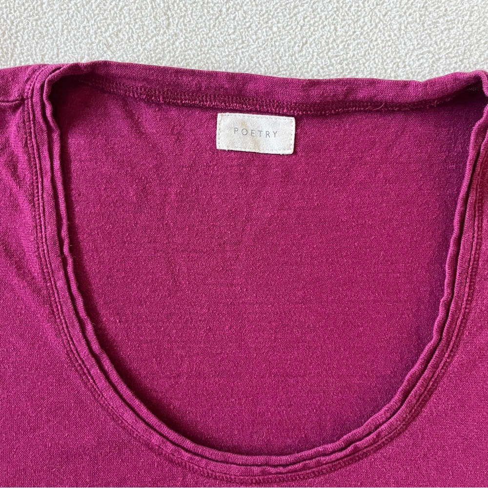 Poetry Women’s Organic Cotton + Hemp Scoop Neck Tee Shirt in Dark Fuschia US 18 - Picture 7 of 11
